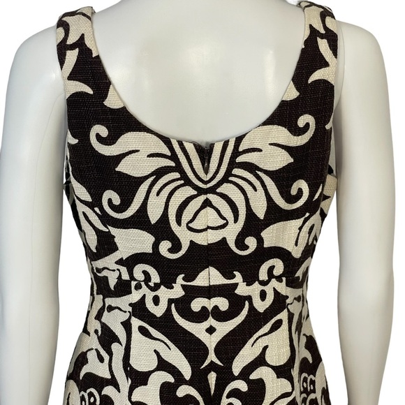 INC International Concepts Brown White Damask Floral Sleeveless Shift Dress Sz 6 - Picture 6 of 8